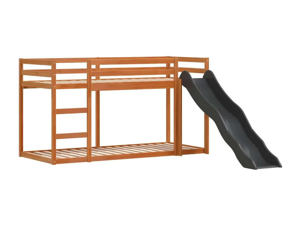 Litera con tobogán y escalera Decounico maciza marrón 75x190 cm