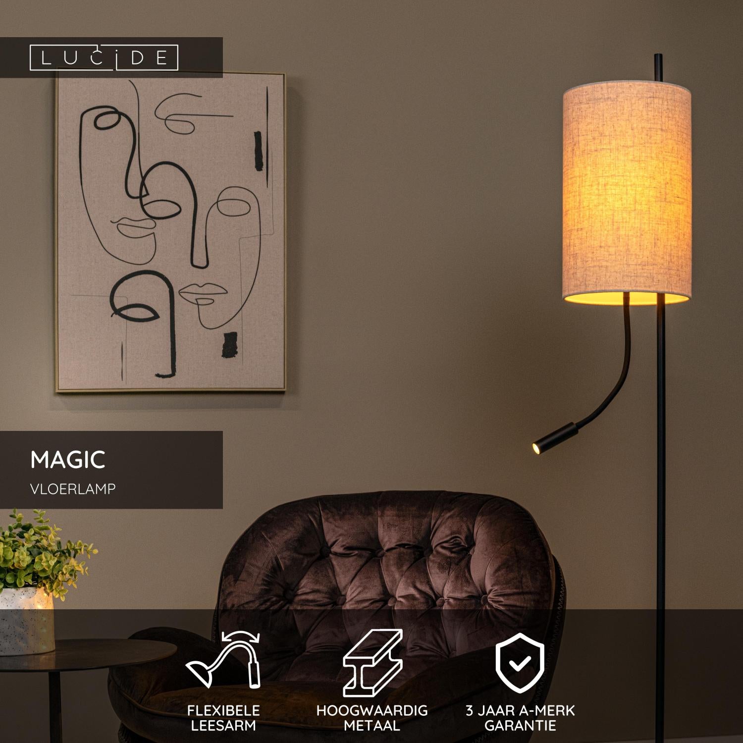 Lucide MAGIC Vloerlamp - Zwart