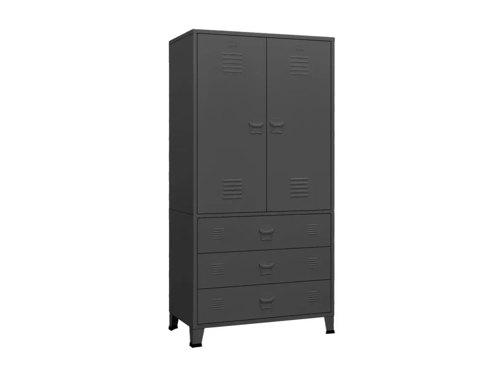 Armario grande industrial de Vivirsingular negro antracita moderno 90x50x180 cm crjw88447