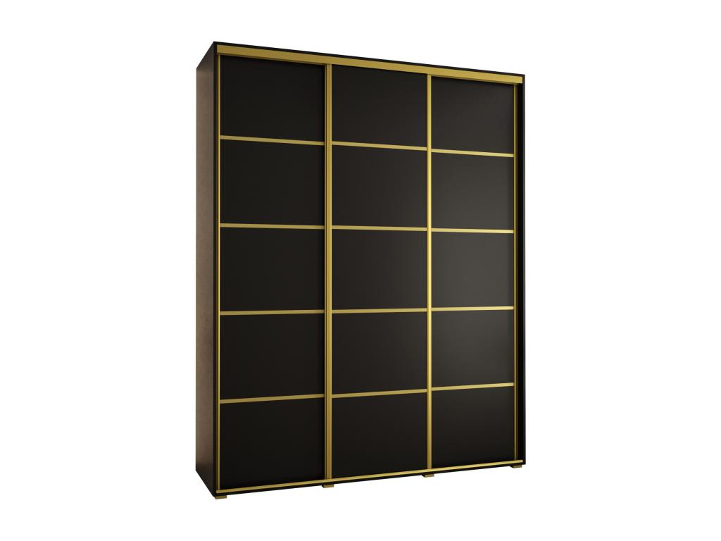 ARMARIO DAVOS 4 DE PUERTAS CORREDERAS 235,2/200/45 3 puertas (Negro/Negro/Oro)