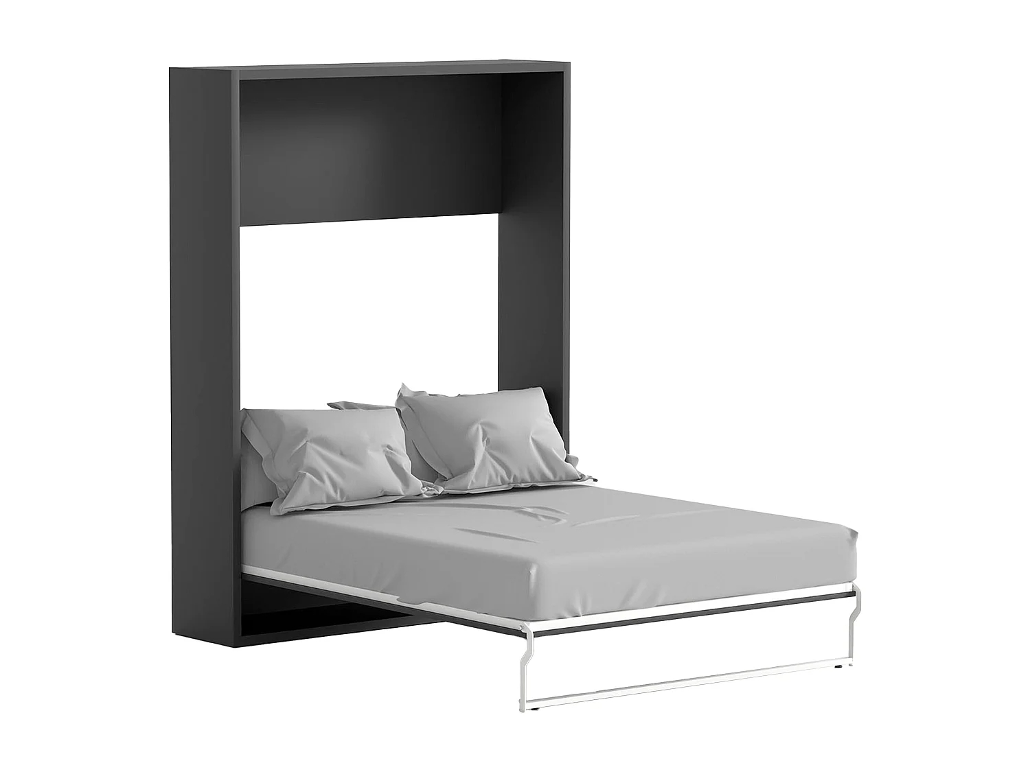 Cama abatible 160 x 200 cm - Apertura vertical manual - Antracita y natural - MALINA II