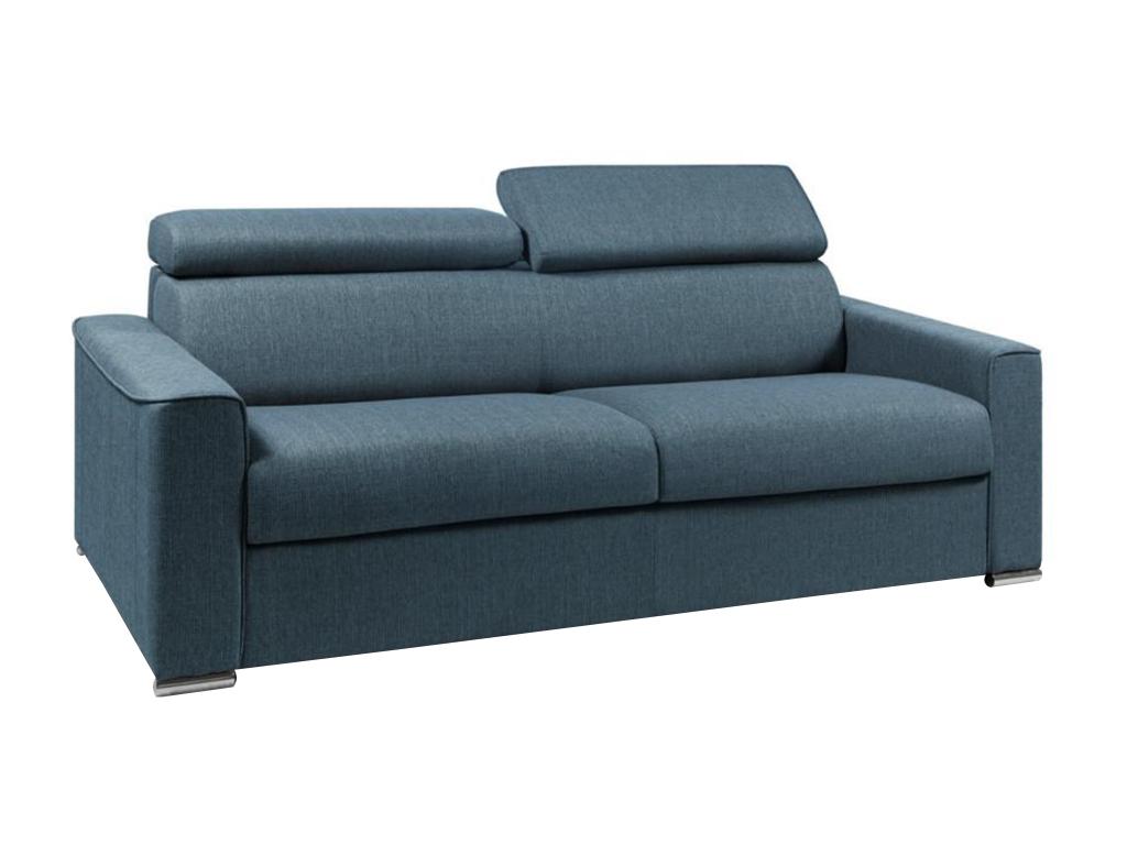 Sofá cama de 4 plazas de tela de apertura rápida Habitarluz - Azul - Somier de láminas de 160 cm - Colchón de 16 cm con memoria de forma QNOJ60002