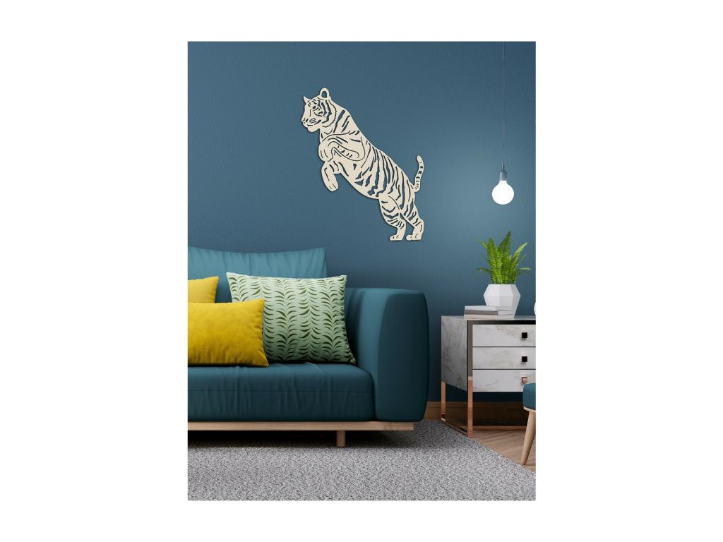 Decoración de Metal Tigre 3, Arena, 60x1,5x75 cm, Tucasago