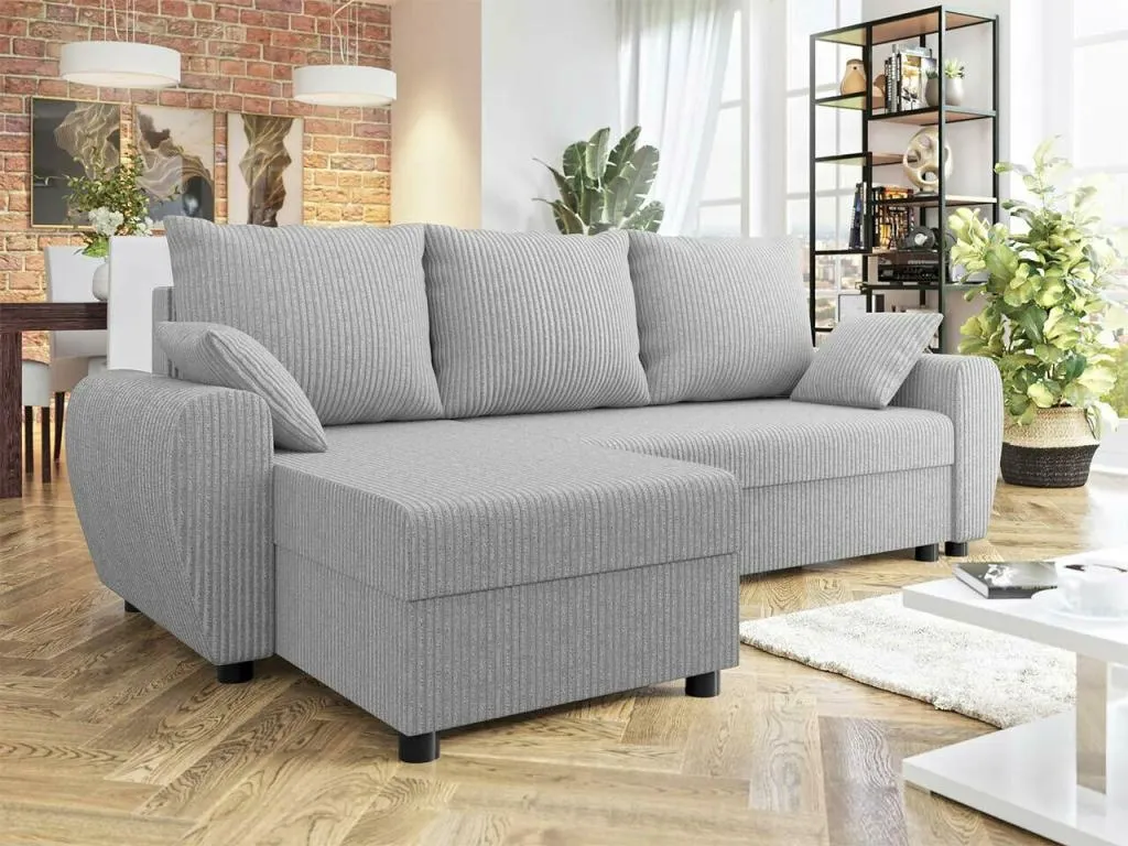 Sofá rinconero Hogarsens 123 Gris Función de descanso Caja de ropa de cama 242x139x83cm