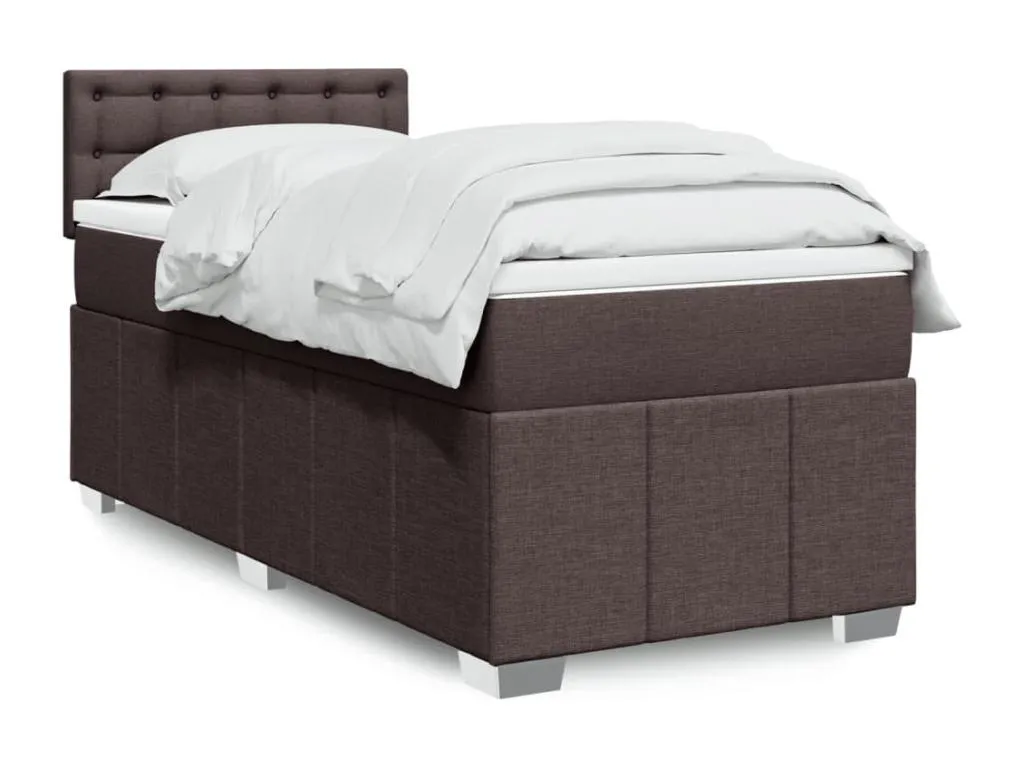Cama box spring con colchón tela marrón oscuro 80x200 cm aiv3519942