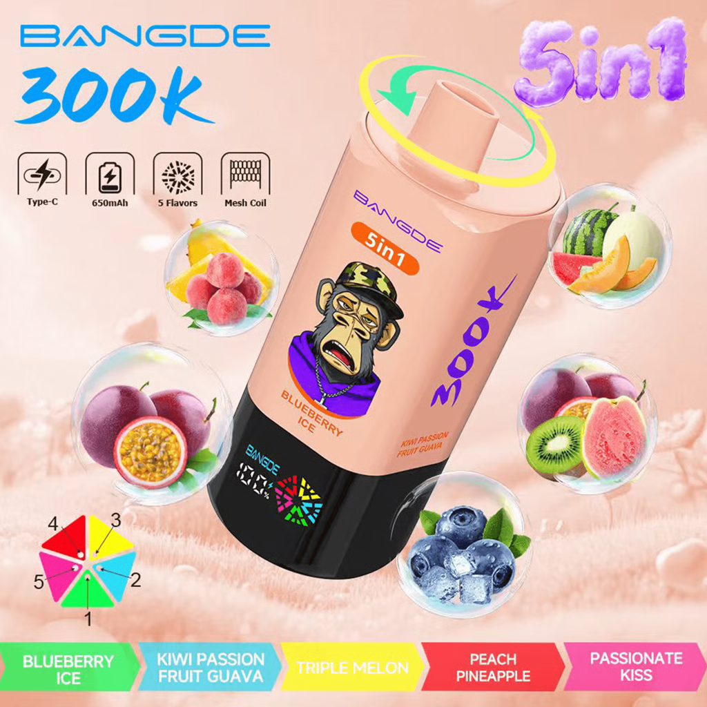 Bang DE 300K 5-in-1Disposable Vape|Up to 300,000 Puffs & Five Flavors in One Device
