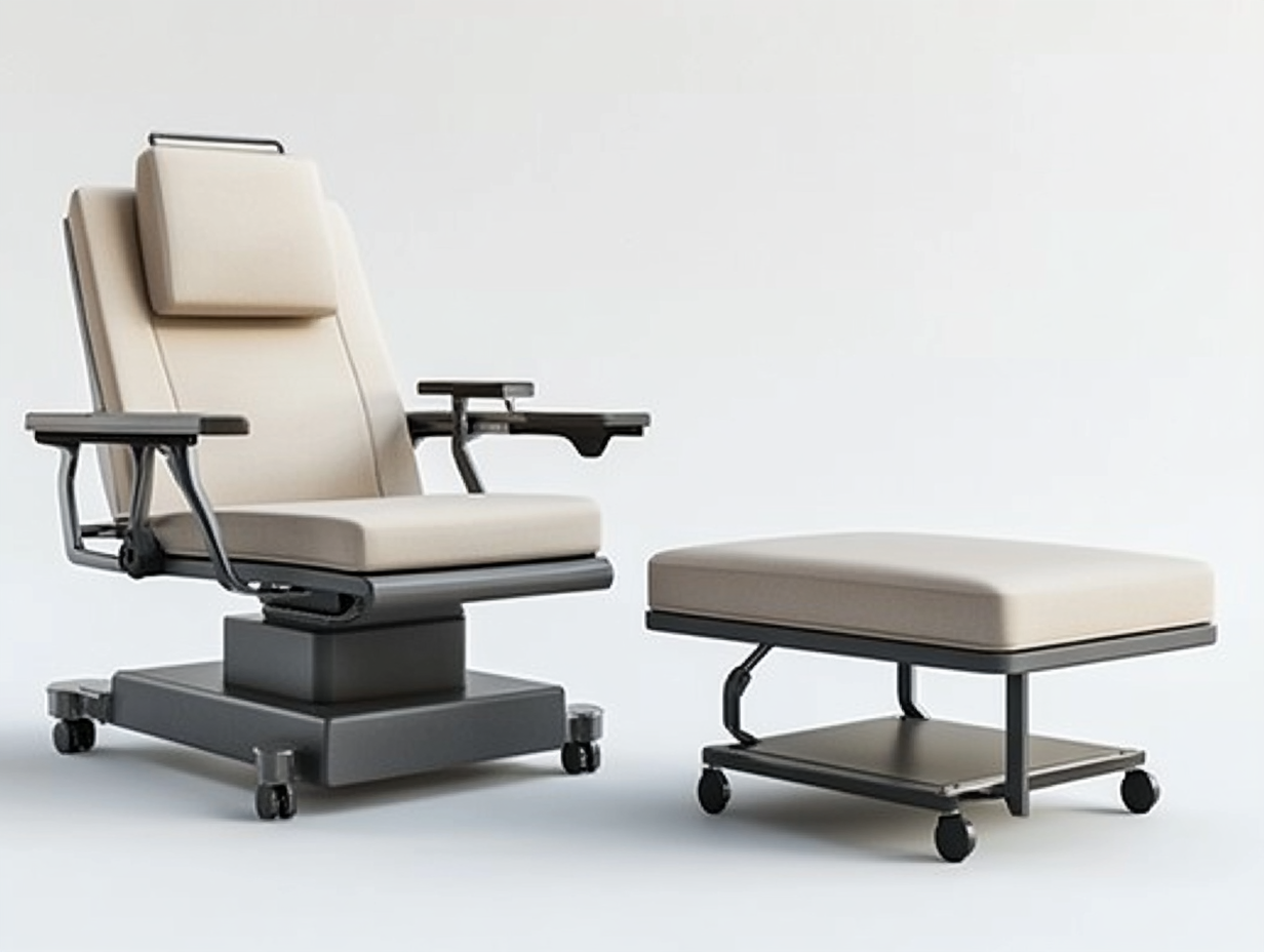 Sillón ergonómico con reposapiés, diseño moderno y funcional