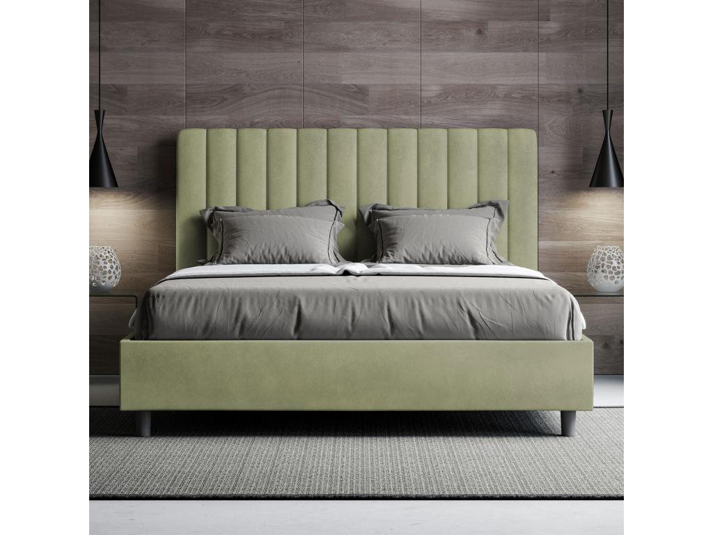 Cama doble sin somier acolchada 140x210 microfibra verde Agueda