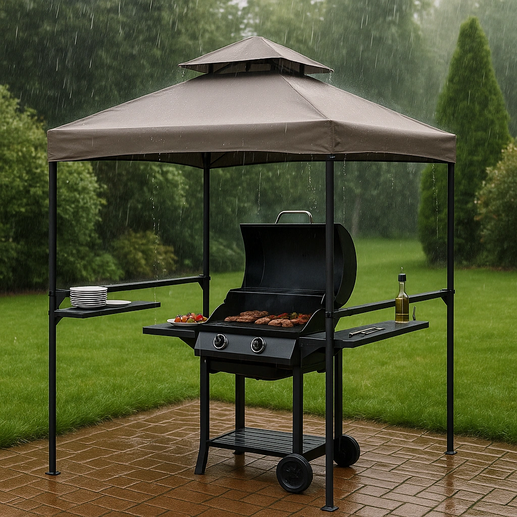 Pabellón barbacoa Toldo marrón Acero/Poliéster Aplicación jardín 230x150x240 cm
