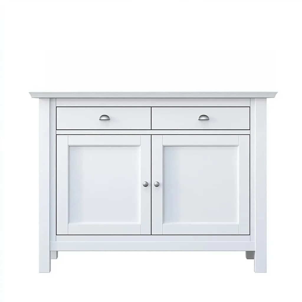 Aparador de Madera Contrachapada Blanco con Dos Puertas y Dos Cajones 85x100x40cm