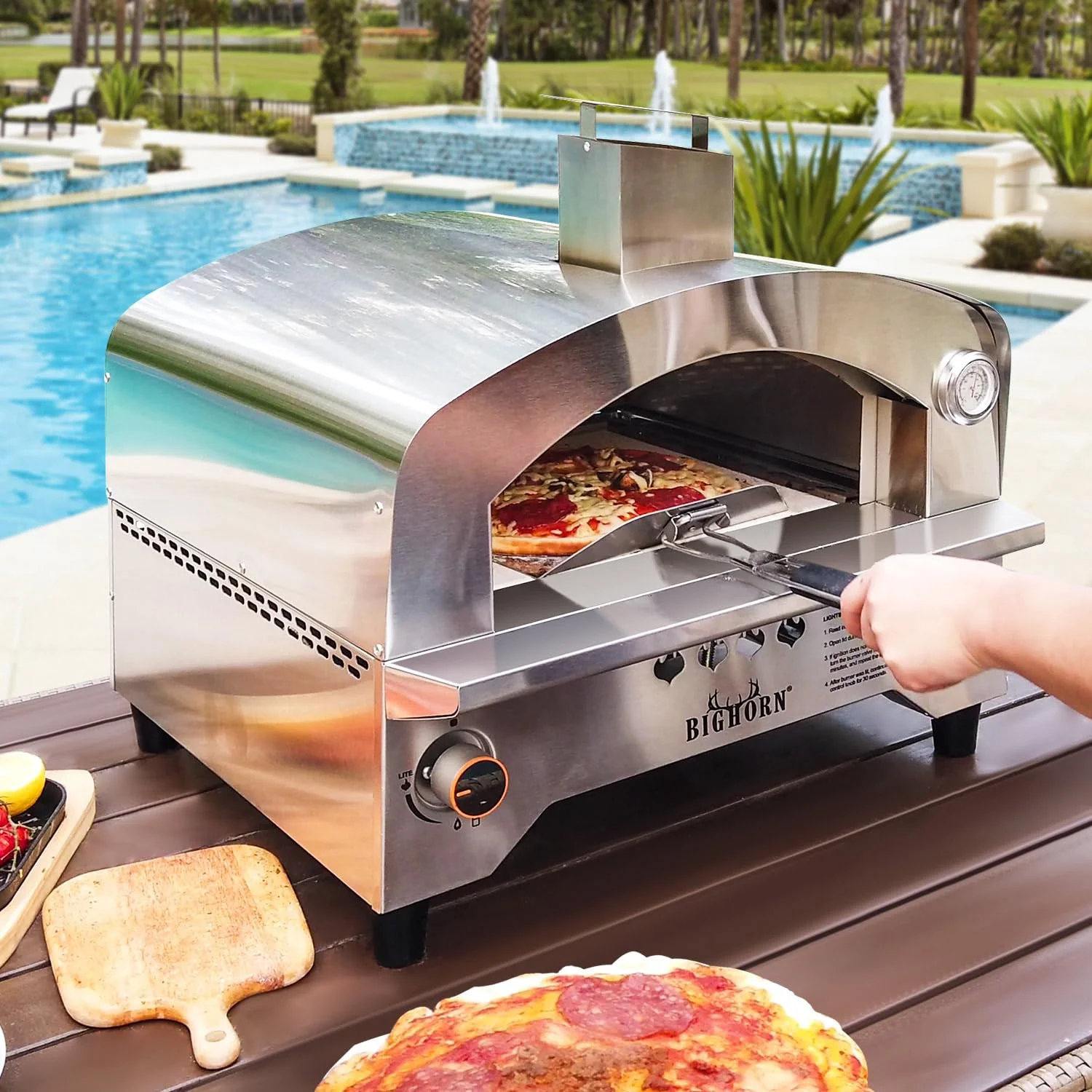 Big Horn Outdoors Gas Pizza Oven Propane Pizza Oven 13'', Stainless Steel - Image 5