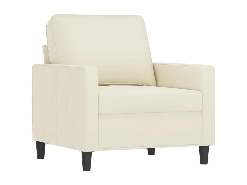 Sillón de terciopelo color crema 60 cm