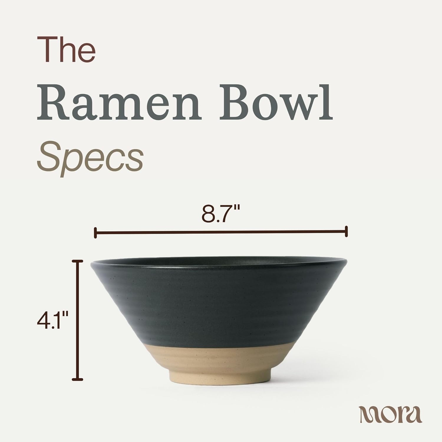 MORA Ceramic Ramen Bowl Set of 2, 45oz - Great for Pho, Miso Udon Soup, Instant Noodles, Serving, Thai or Asian Food - Microwave Safe Large Japanese Noodle Bowls, Modern Kitchen - Liquorice