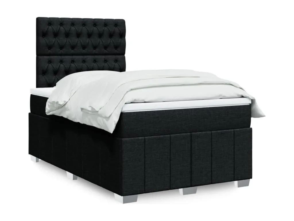 Cama box spring con colchón tela negro 120x190 cm ria3522054