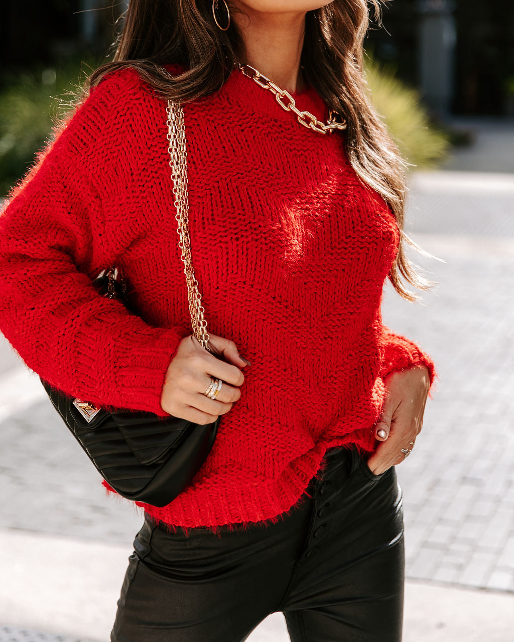 Doris Knit Pullover Sweater - Red - Se7enfashion
