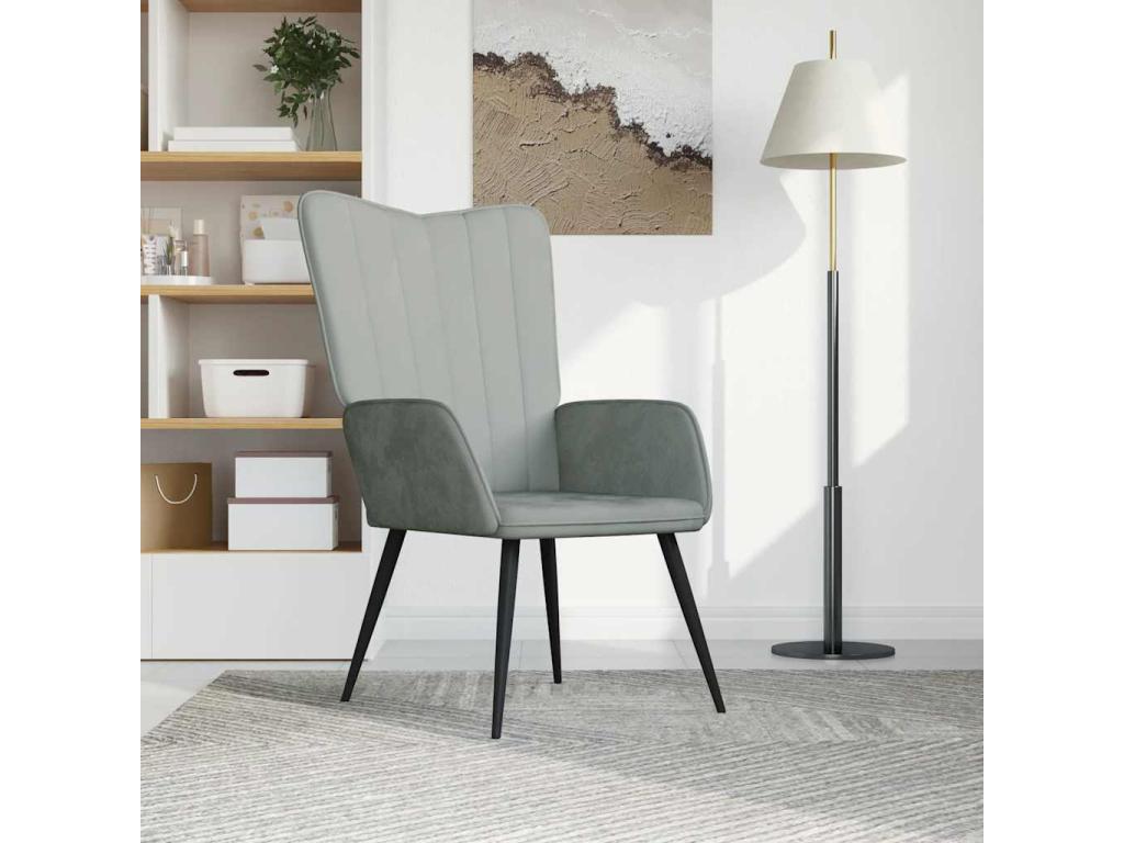 Sillón de Cozovis de terciopelo gris claro