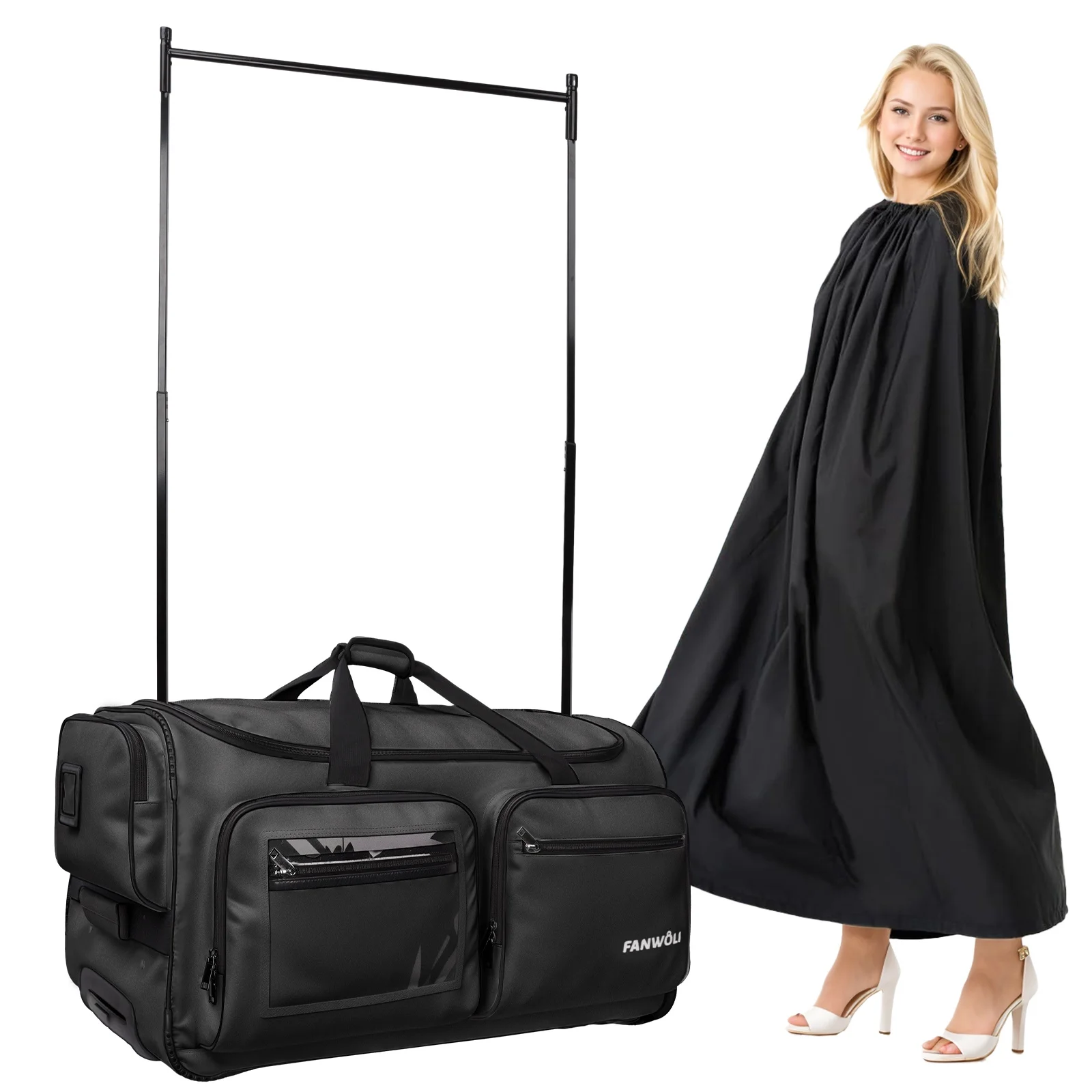 Fegat Dance Bag with Garment Rack - 28"Collapsible Rolling Competition Dance Duffle Bag Lightweight Costume Wheeled Suitcase for Dancers Shows Livestreamer Athletes - Image 28