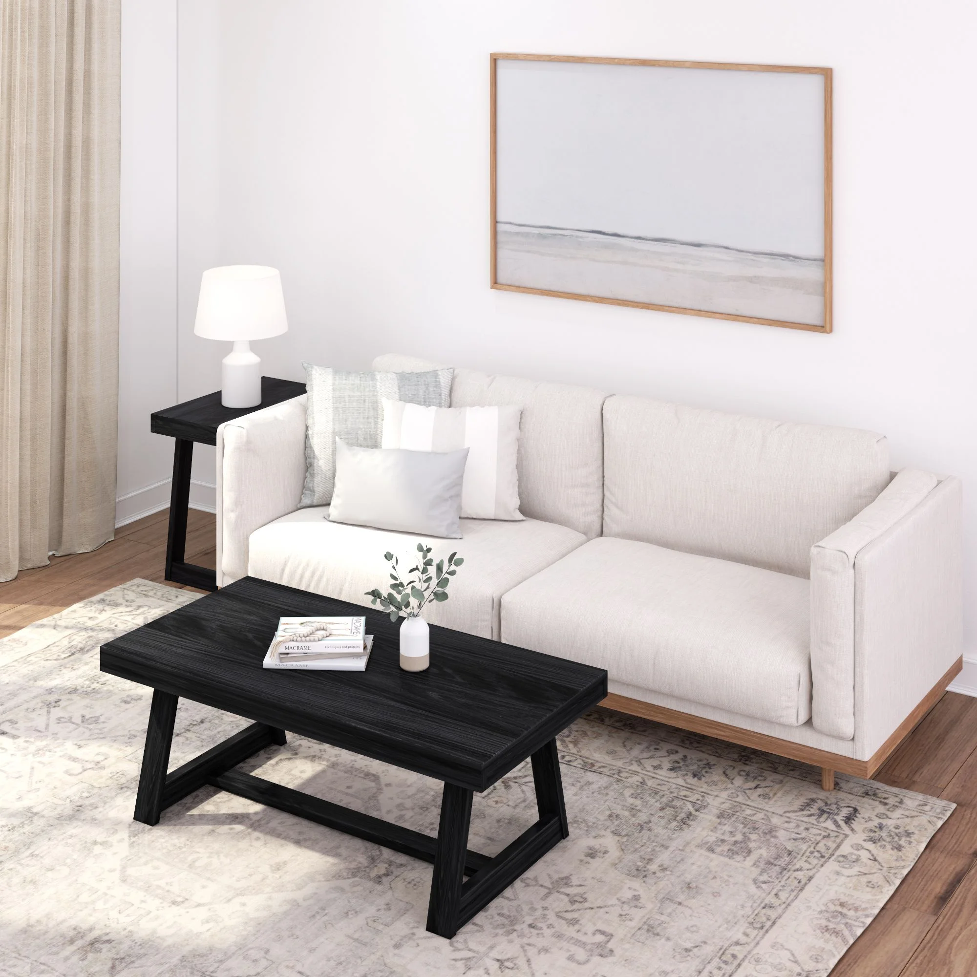 Plank+Beam Farmhouse Coffee Table, 48" Solid Wood Tables for Living Room, Rectangular Center Table - Image 20
