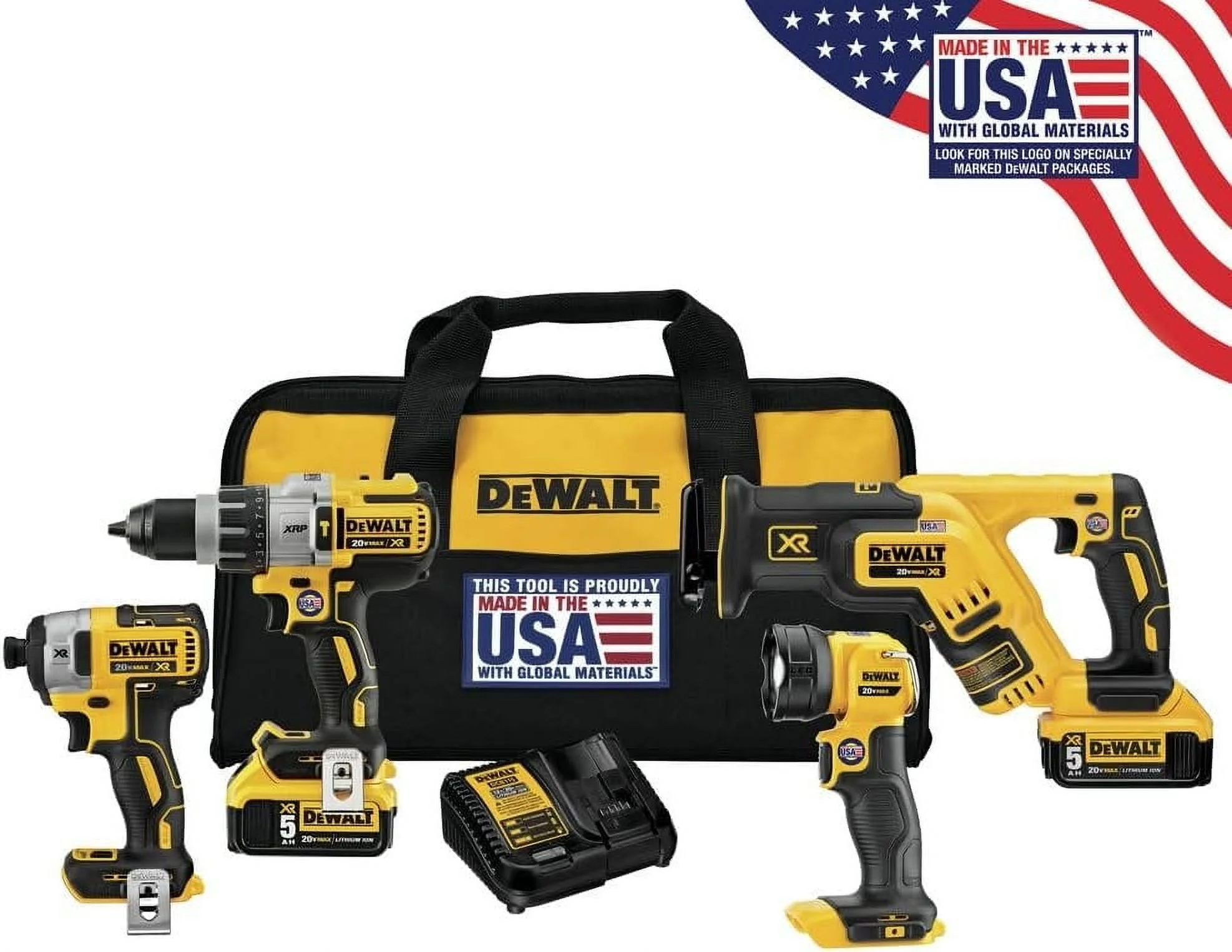 DEWALT 20V MAX XR Cordless Drill Combo Kit, 4-Tool DCK494P2 - Image 3