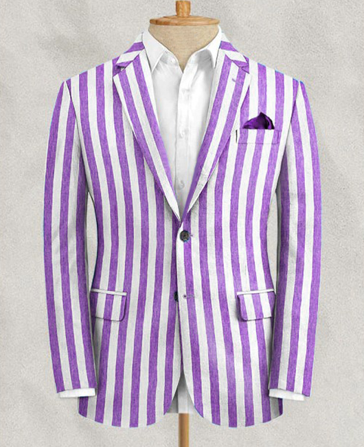 Fashion Color Block Striped Two Button Pocket Blazer