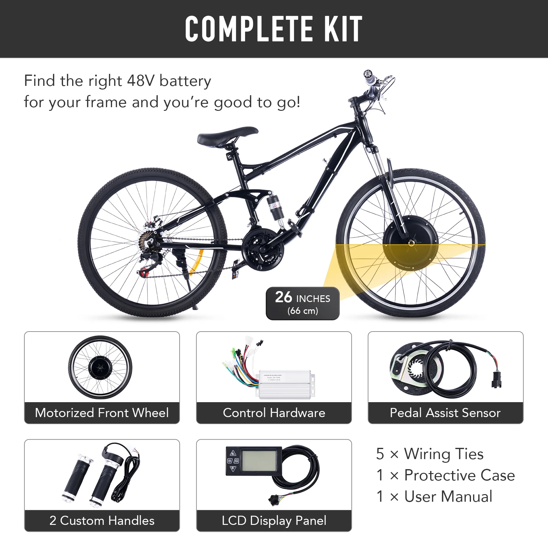 Viribus Electric Bike Conversion Kit 26" Rear Wheel 1000W Hub Motor LCD eBike DIY Set - Image 20
