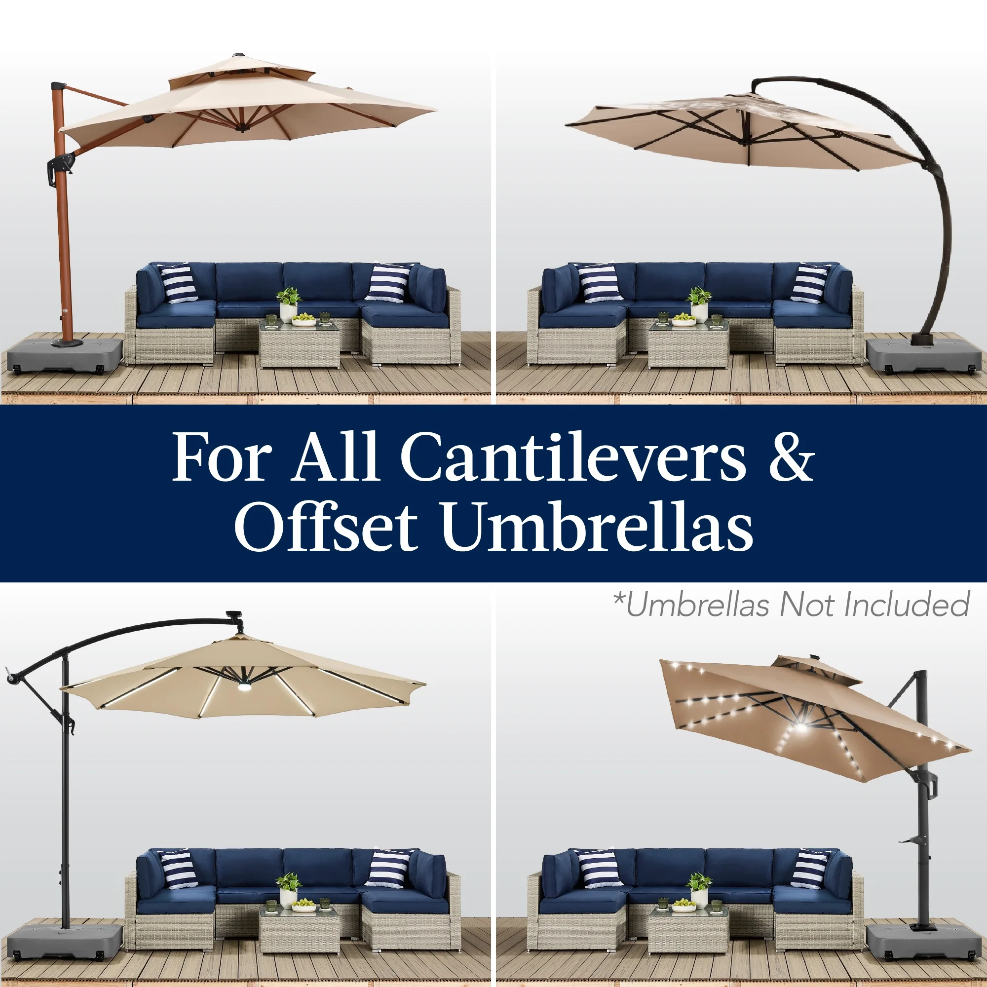 Best Choice Products Heavy-Duty Outdoor Cantilever Base Stand w/ Wheels, Locks, Fillable 330lb Capacity - Black
