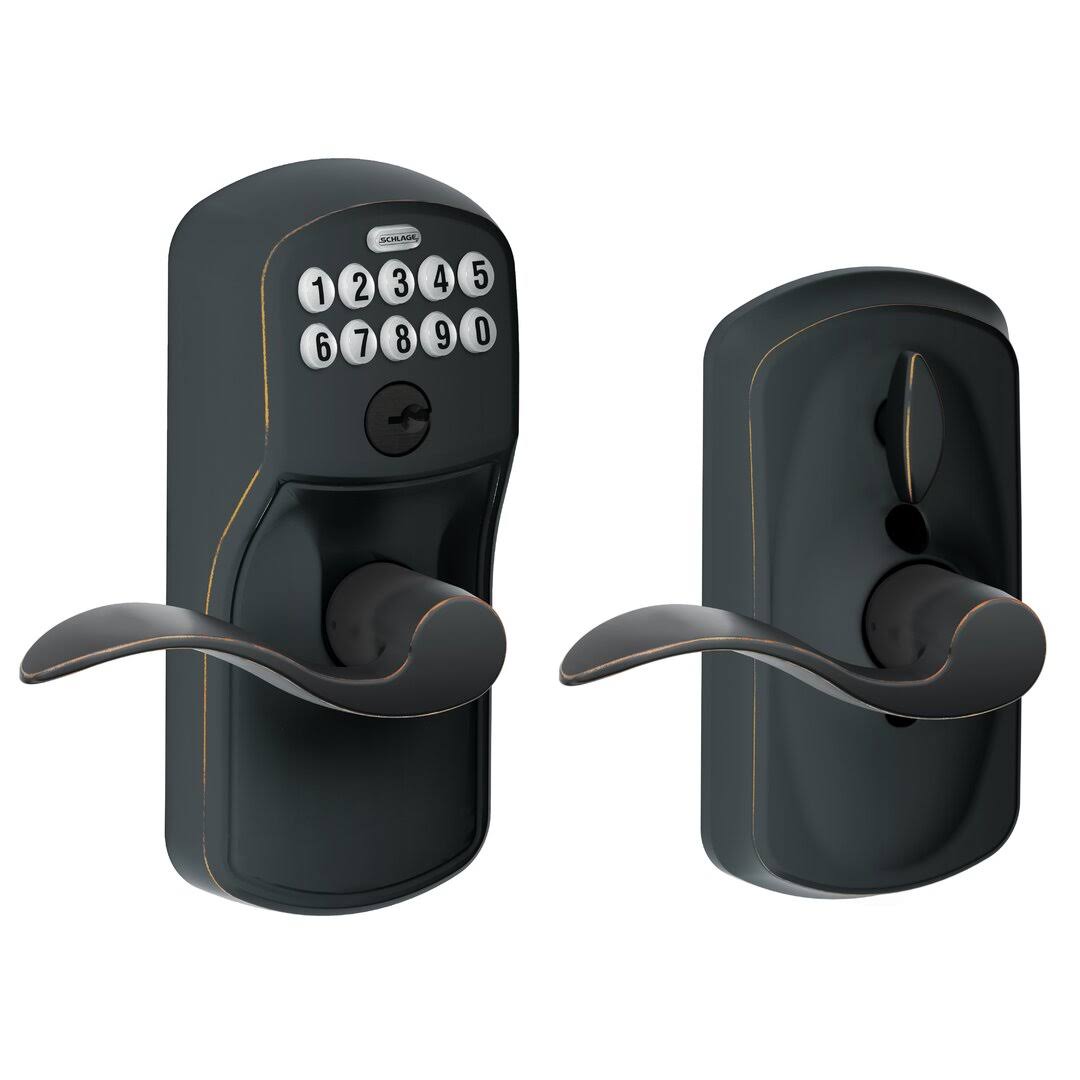 Schlage FE595 PLY/ACC Plymouth Keypad Flex-Lock Entry Leverset with Accent Lever Aged Bronze(Aged Bronze)
