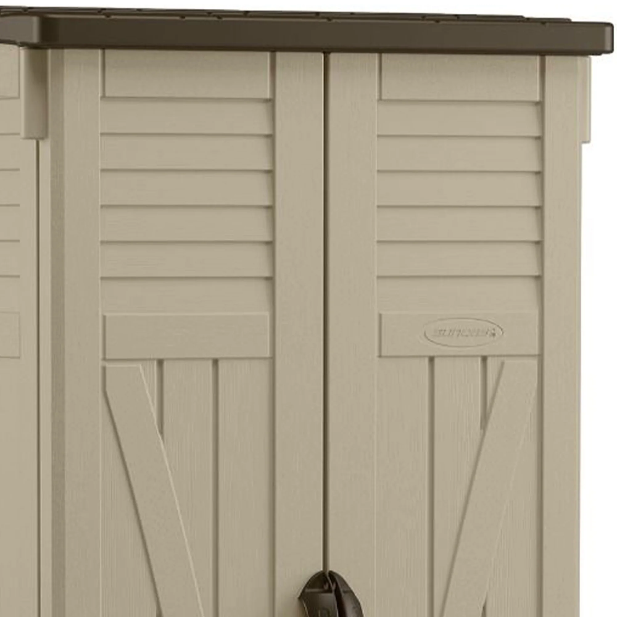 Suncast 22 Cubic Feet All-Weather Vertical Tall Outdoor Storage Shed, Brown - Image 6