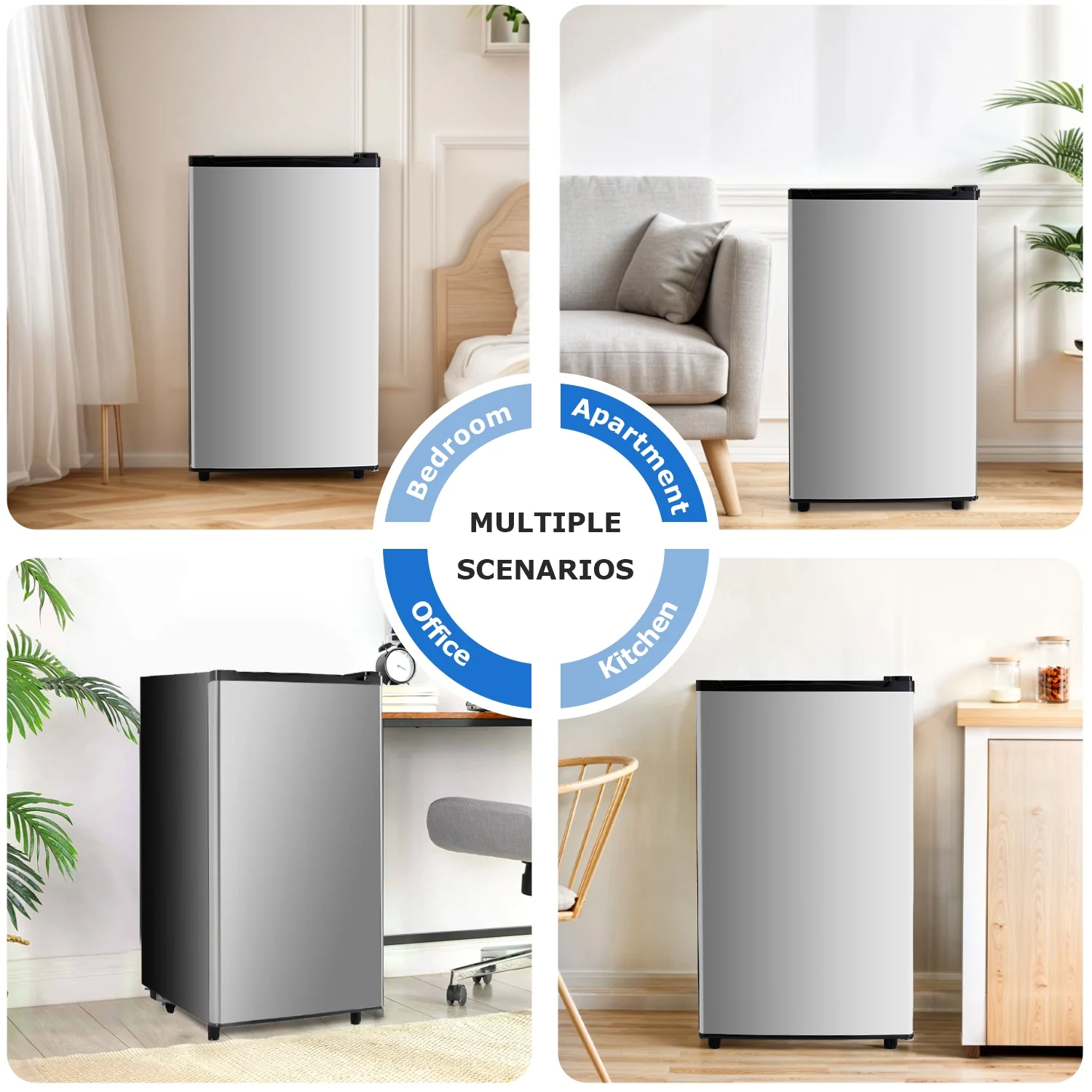 Beddle Mini Fridge with Freezer 3.2 Cu.ft Small Refrigerator for Dorm Bedroom, Compact Refrigerators Single Door Adjustable Thermostat Low Noise,Silver - Image 7