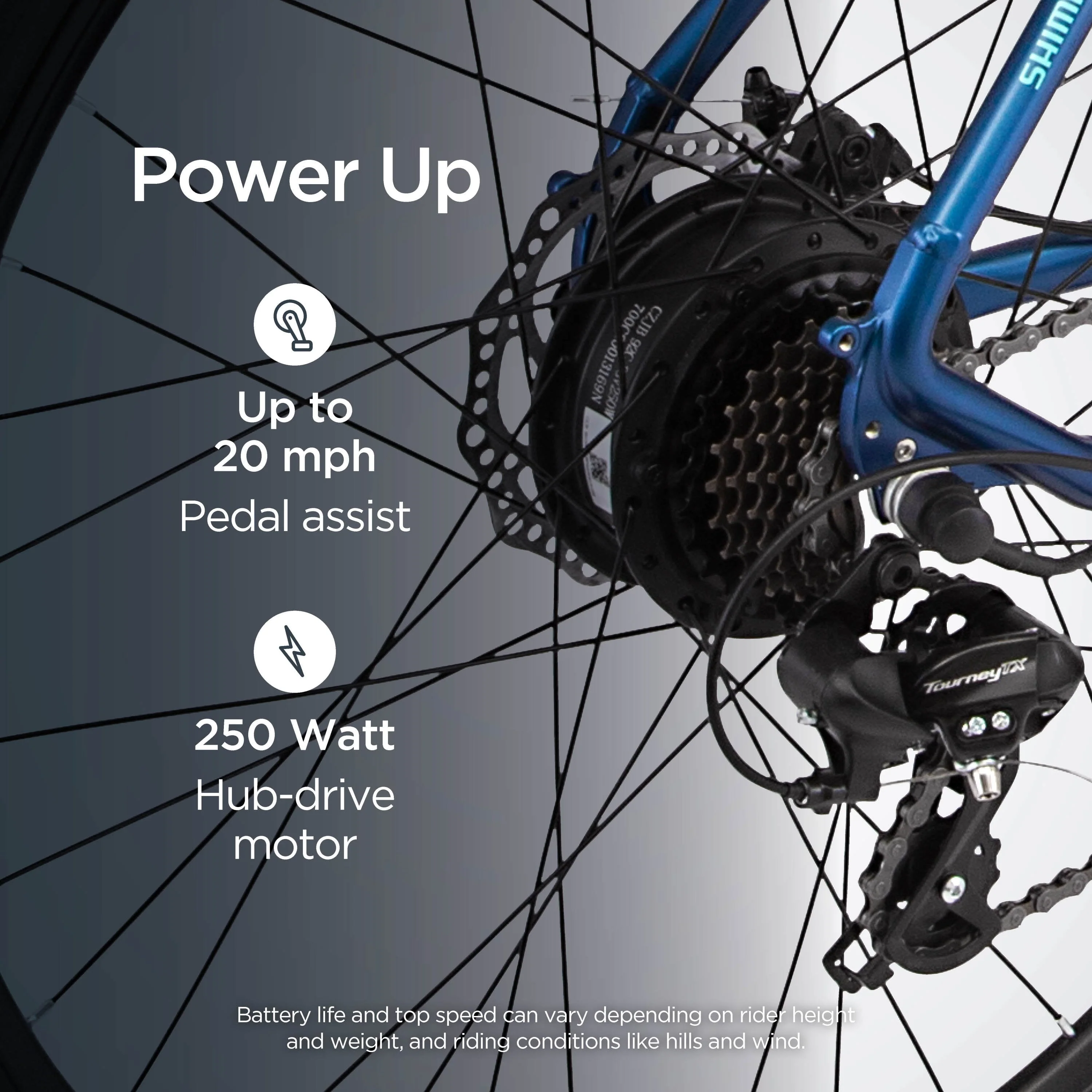 Schwinn 700c Wanderlust Unisex Electric Hybrid Bike, Matte Blue, 250w Motor, Step Thru Ebike for Adults - Image 6