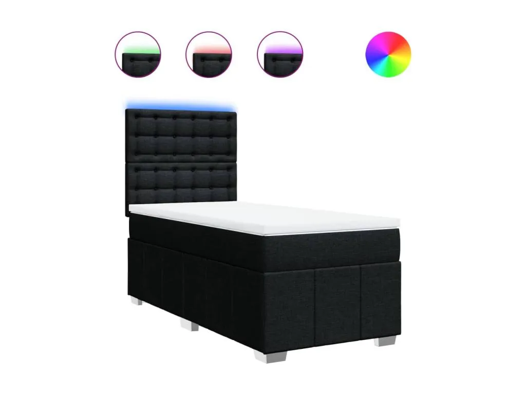 Cama box spring con colchón tela negro 100x200 cm eyl3518487