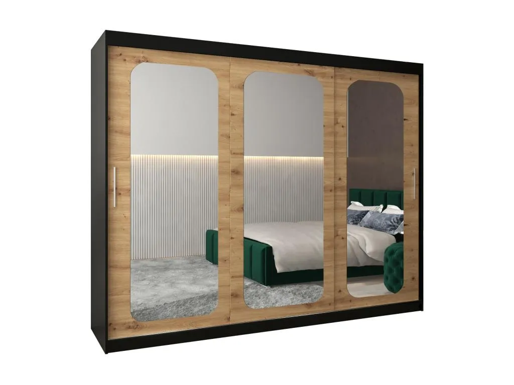 ARMARIO Lluesmamuebles T3 DE PUERTAS CORREDERAS 200/250/62 3 puertas (negro/artisan)