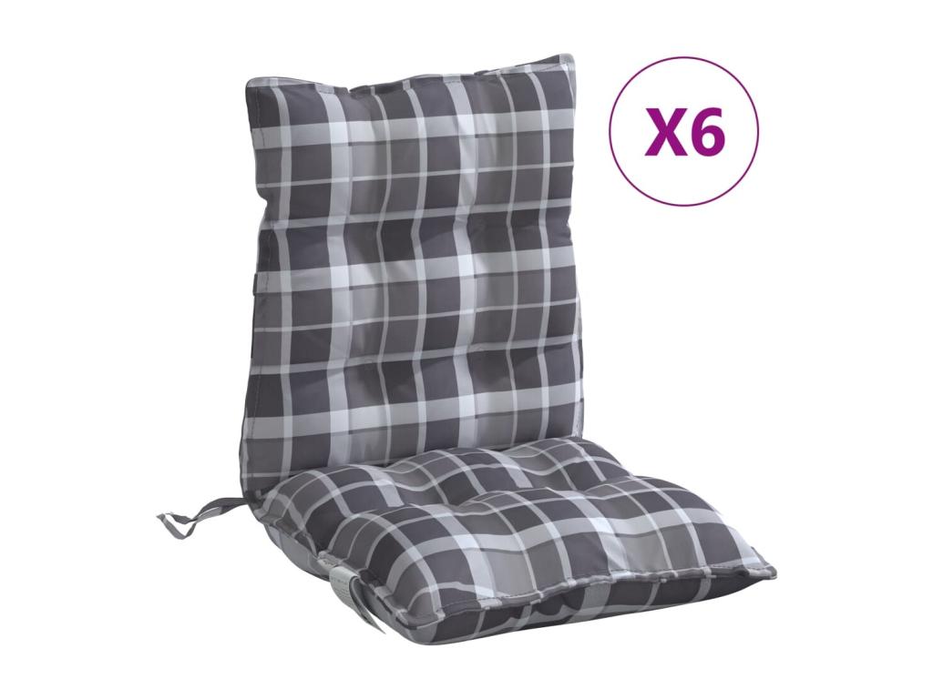 Cojines para silla respaldo bajo 6 uds tela Oxford cuadros gris
