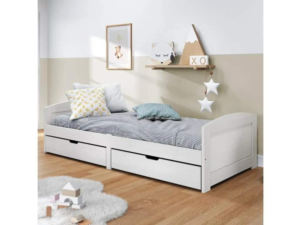 Sofá cama con 2 cajones Decounico maciza Decounico blanca Decounico 90x200cm