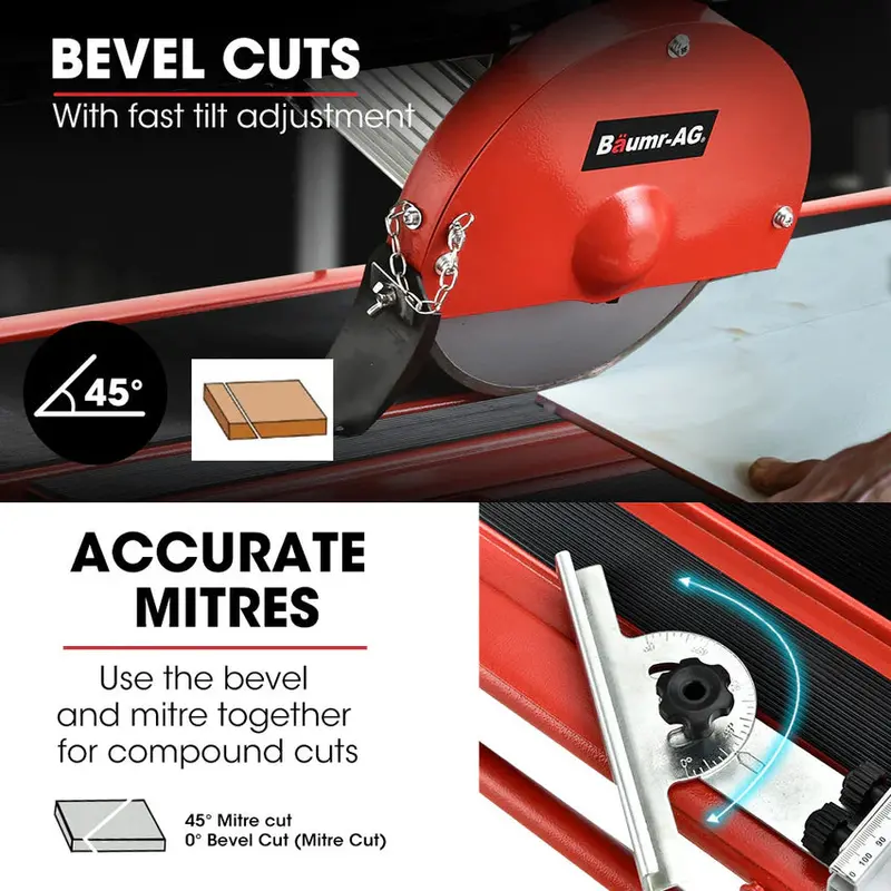 BAUMR-AG Wet Tile Saw, 800W, 200mm Blade, 720mm Max Cut - BTS210 - Image 3 BAUMR-AG Wet Tile Saw, 800W, 200mm Blade, 720mm Max Cut - BTS210 - Image 3