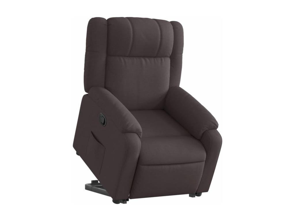 Sillón reclinable elevable tela marrón oscuro