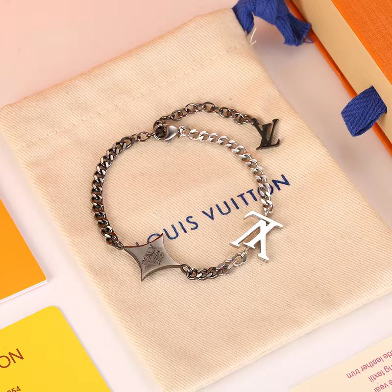 Louis Vuitton Silver Black Gold Mixed Metal Color Unisex Bracelet - Original Replica Club