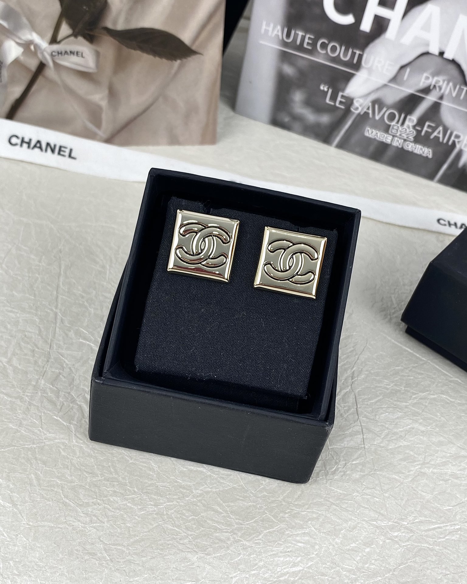 Chanel Square Pearl Stud Earrings - Original Replica Club