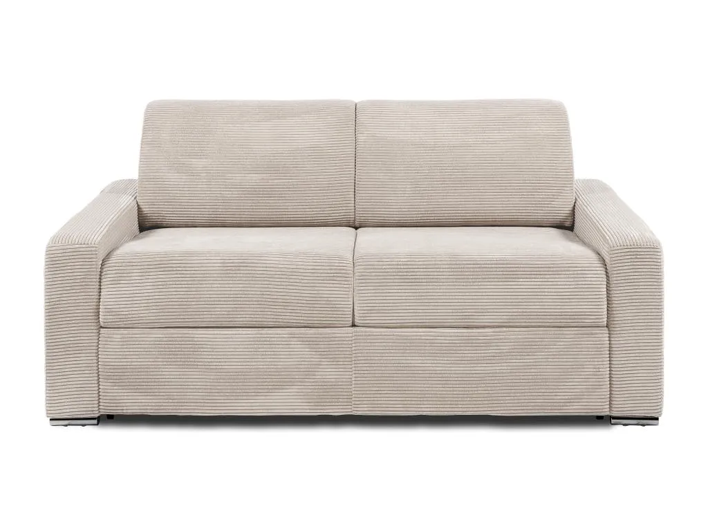 Sofá cama de 3 plazas de apertura rápida de pana beige - Cama de 140 cm - Colchón de 22 cm Decoencanto