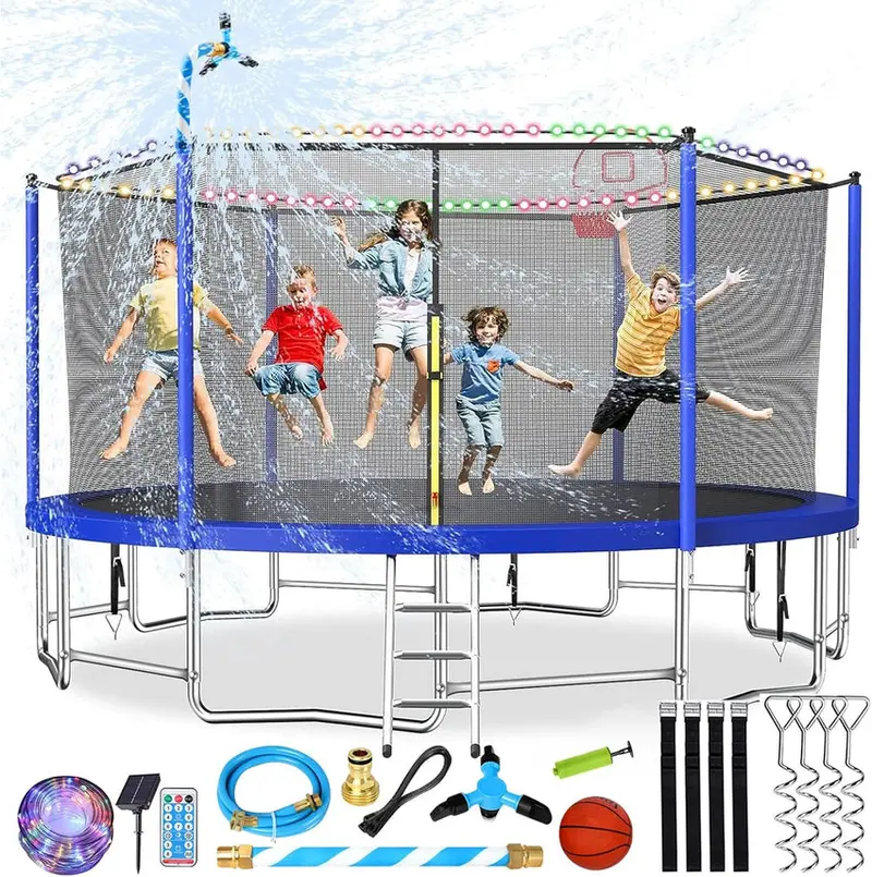 Trampoline With Enclosure Net And Adjustable Basketball Hoop - 8ft, 10ft, 12ft, 14ft, 15ft, 16ft - Image 72 Trampoline With Enclosure Net And Adjustable Basketball Hoop - 8ft, 10ft, 12ft, 14ft, 15ft, 16ft - Image 72