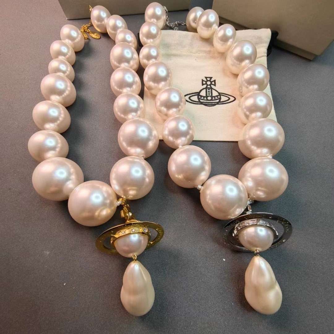 Vivienne Westwood Large Teardrop  Pendant Pearl Necklace - Original Replica Club