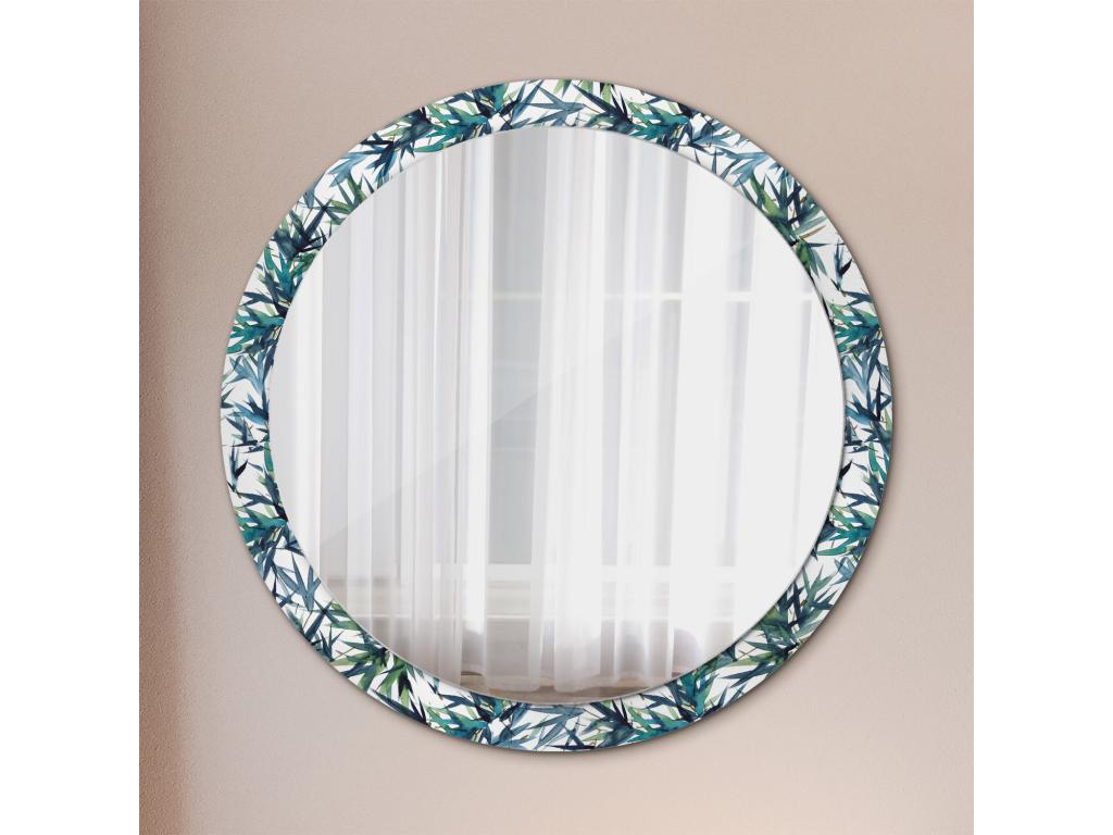Espejo Redondo Decorativo - Palmeras Azules - 100 cm