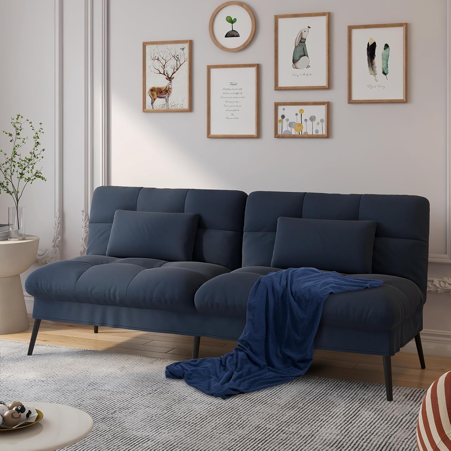 WAYFAIR COMHOMA Convertible Futon Sofa Bed, 68"Fabric Futon Couch With Adjustable Backrest, Folding Futon Sleeper Recliner For Living Room Furniture