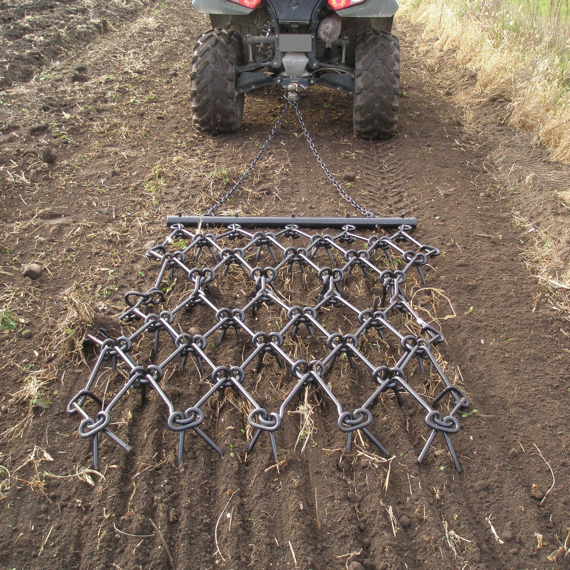 Field Tuff 4'x4' Steel Drag Rake Field Leveling Harrow with 1/2" Teeth - Image 4
