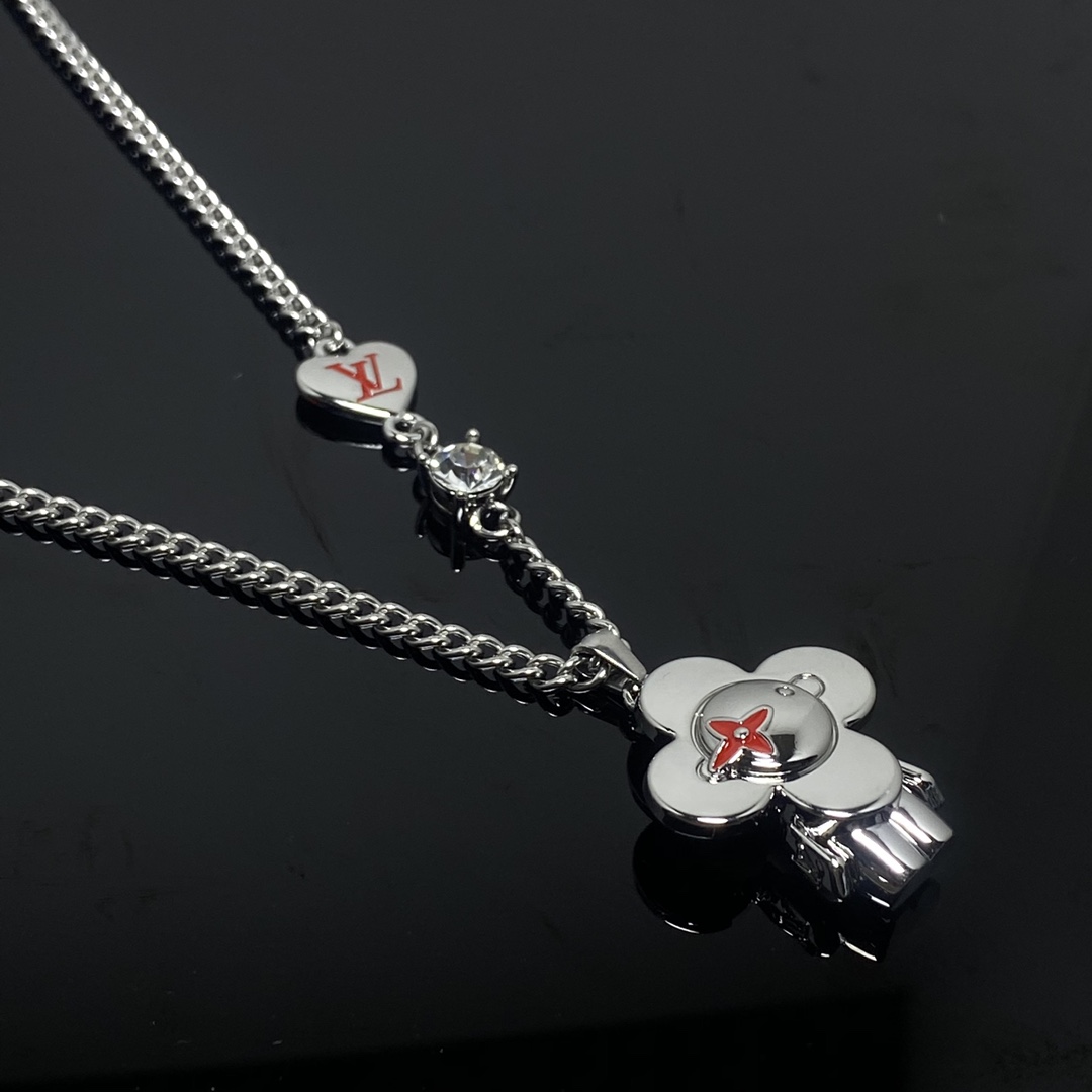 Louis Vuitton Silver Vivienne Pendant Necklace - Original Replica Club