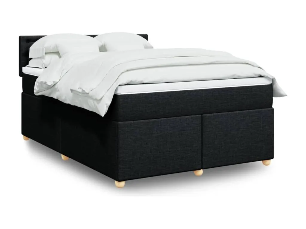 Cama box spring con colchón tela negro 140x200 cm mzz3521494