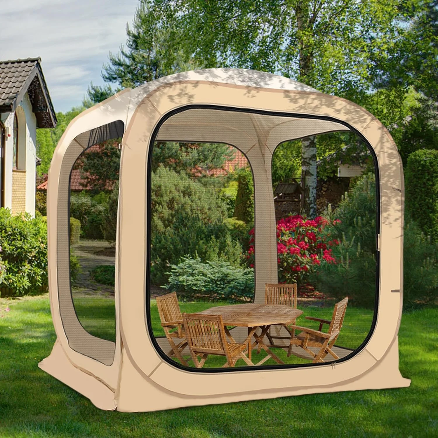 FICISOG Sports Tent Pop up Weather Pod Outdoor Screen House Pod Tent Shelter for up to 6 People, 71in Large Instant Weatherproof Pop up Tent with Clear View for Camping - Image 7