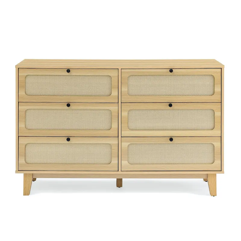 Vintage Wooden Six-Drawer Dresser - Ideal for Bedroom, TV Cabinet, or Living Room Storage