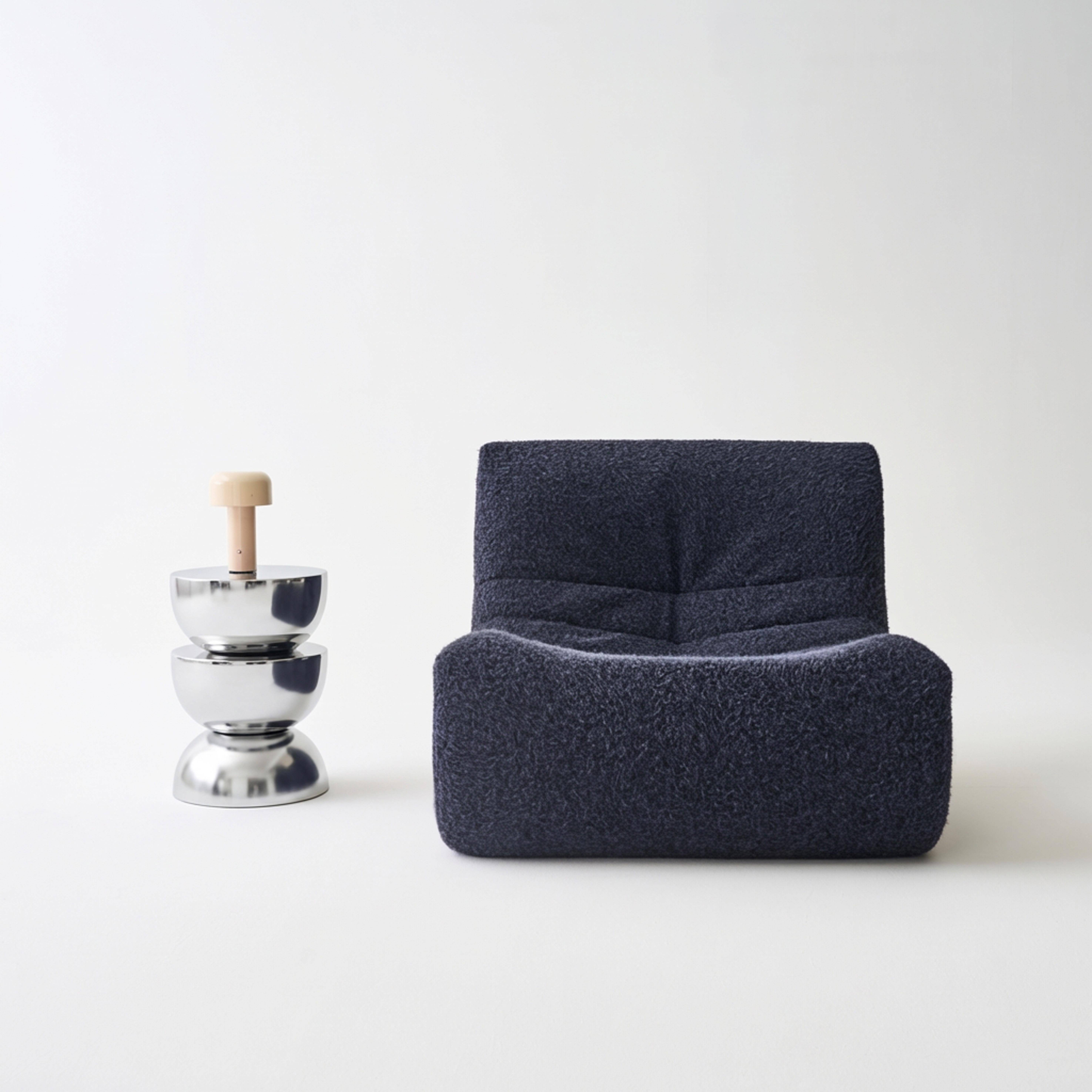 Coumba - Mesa auxiliar, mesa de sofá, mesita de noche de acero inoxidable, Ø32 x H46,5cm
