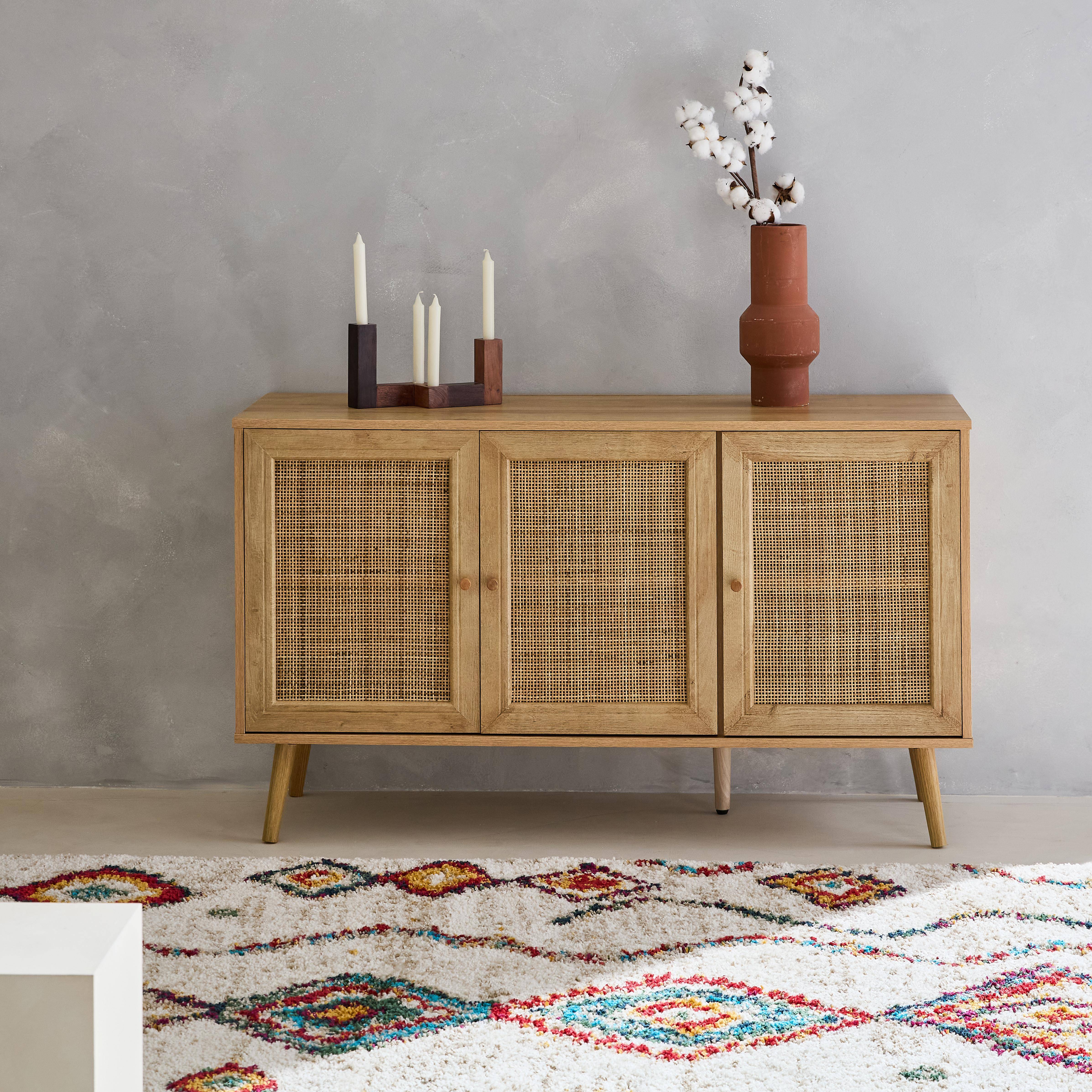 Boheme - Aparador 3 puertas de caña, 120cm